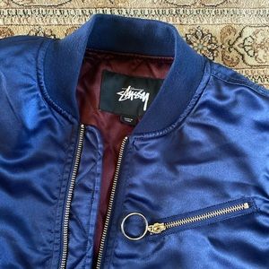 Women’s Stussy bomber jacket sz XS burgundy navy